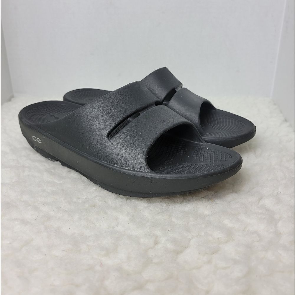 Oofos Unisex Sport Comfort Slide Sandals Black Size Men's 7 Women's 9